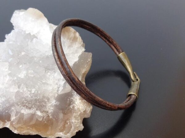 Mens leather Bracelet with hook clasp