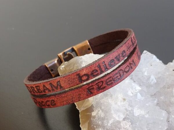 leather bracelet with power words