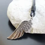 Angel Wing Leather Necklace silver