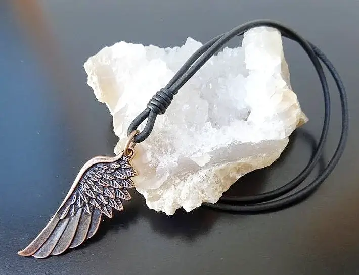 Angel Wing Leather Necklace copper