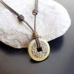 BRONZE COLOR CHINESE COIN NECKLACE ON SLIP KNOT
