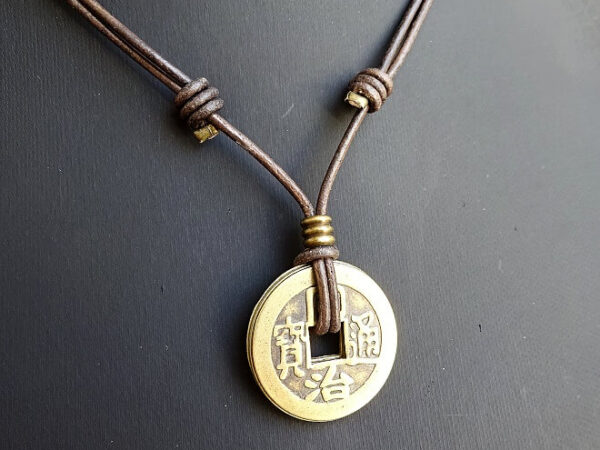 chinese coin necklace WITH SLIP KNOT CLOSURE