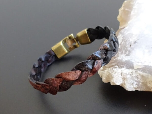 black brown braided flat leather bracelet 1 WEBSITE GALLERY
