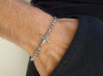 cross stainless steel bracelet worn 3
