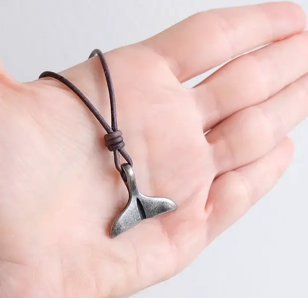 whale charm leather necklace