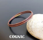 Cognac color leather wrap bracelet with bronze push clasp