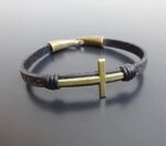 mens cross leather bracelet