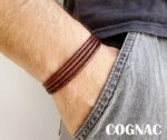 multi wrap leather bracelet with bronze color hook clasp