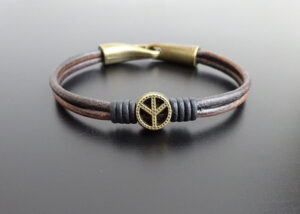 peace symbol leather bracelet hook clasp 9 INSTAGRAM