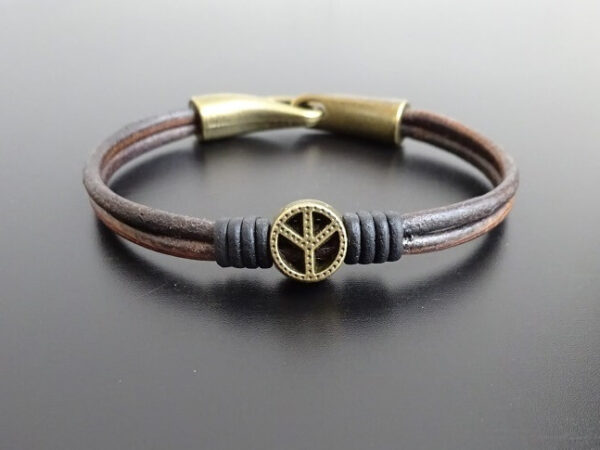 peace leather bracelet