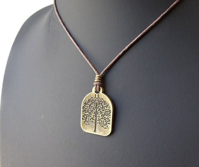 Leather Necklace Surfer Chain Necklace Tree of Life Tree of Life Leather Jewellery Magic 