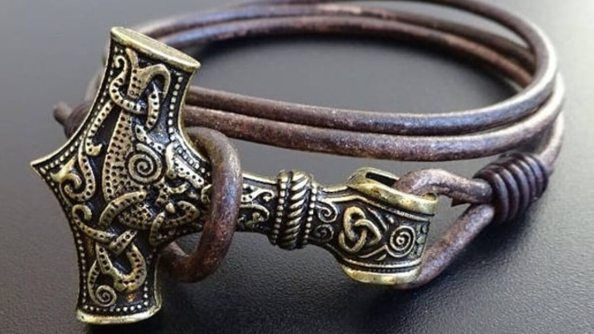 Thor's Hammer Leather Bracelet - Norse Viking Bracelet