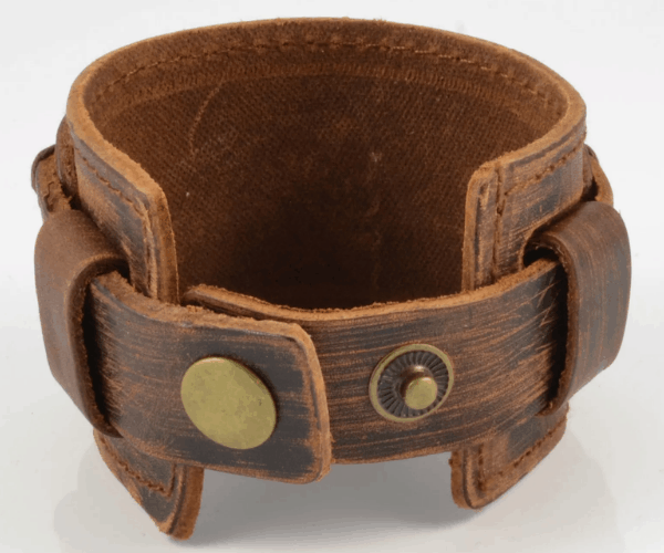 leather cuff bracelet 2 buttons 1