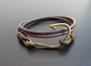 fish hook hope leather wrap bracelet SURFLEGACY