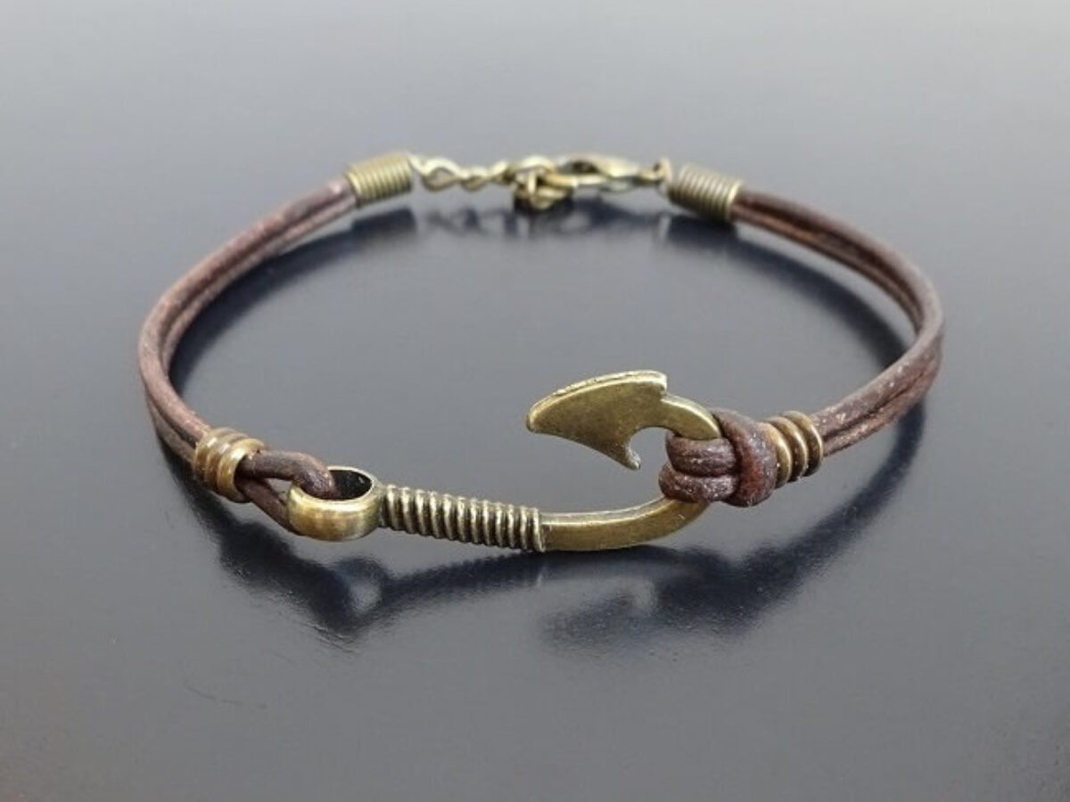 Fish Hook Leather Bracelet Adjustable - Surflegacy
