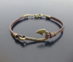 fish hook leather bracelet adjustable