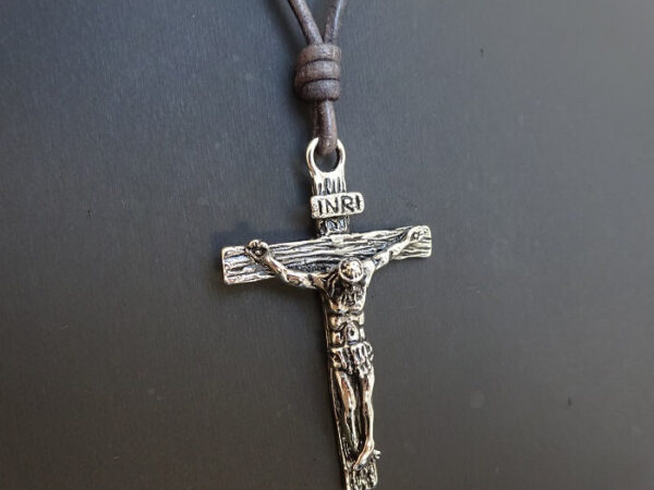 inri stainless steel crucifix on leather 11