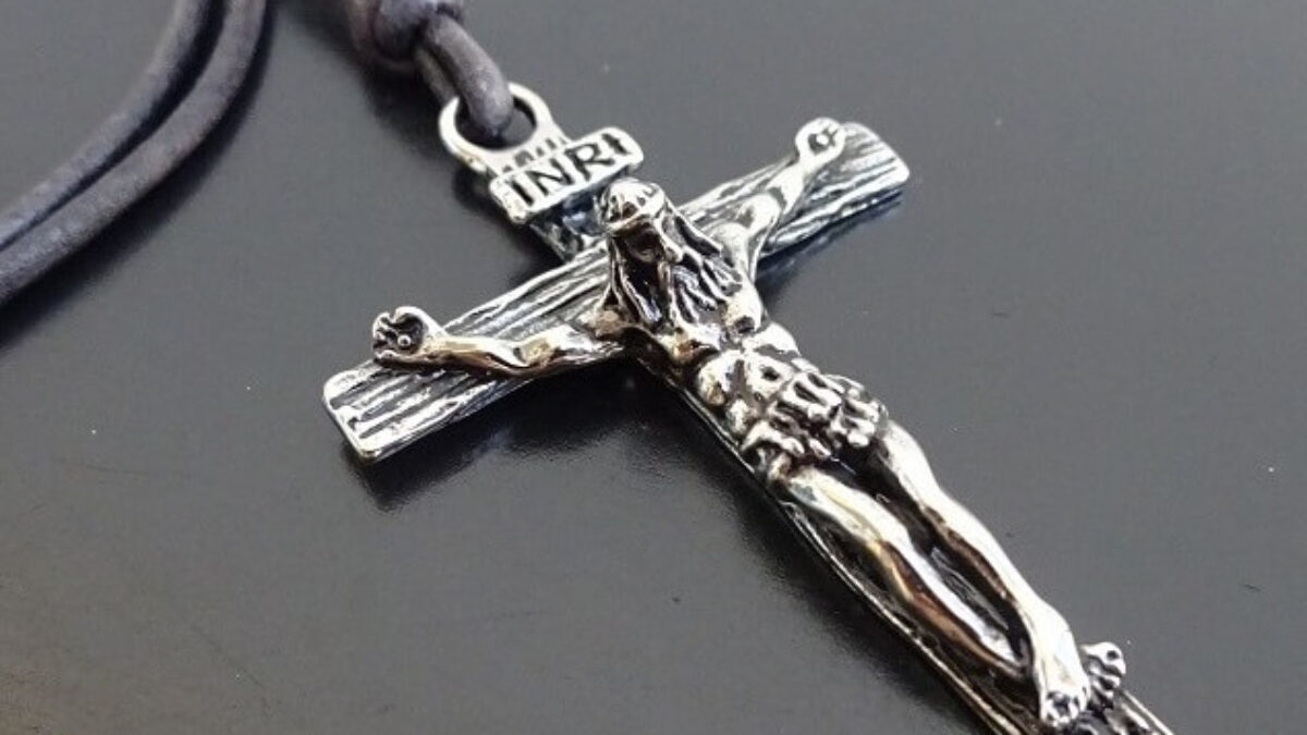 Mens Pewter Cross Leather Cord Necklace – Sol Creations