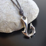 stainless steel fish hook leather necklace 6