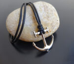 silver anchor leather necklace 4