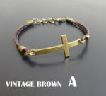 medium cross bronze leather bracelet vintage BROWN A WEBSITE ultima
