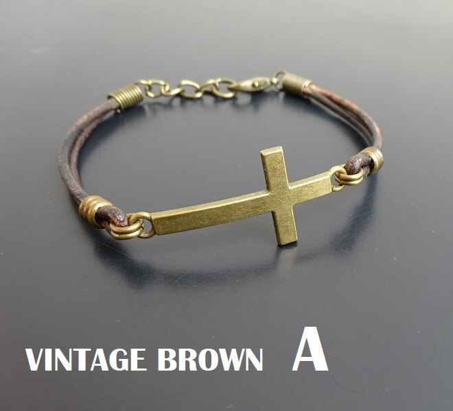 medium cross bronze leather bracelet vintage BROWN A WEBSITE ultima