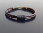 handmade mens leather bracelet hook clasp