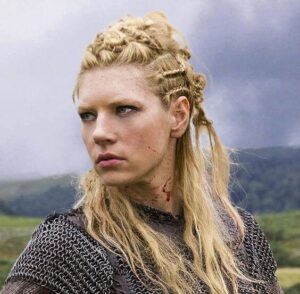 woman with long blond hair viking braided