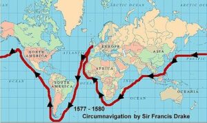 globe circumnavigation by Sir Francis Drake