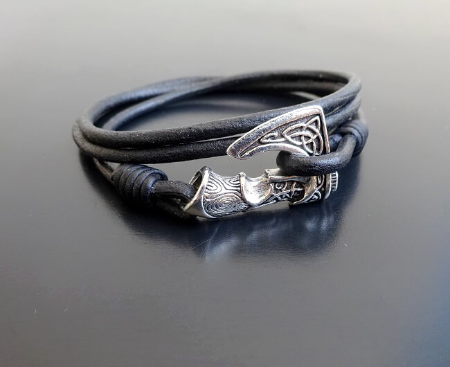 silver Viking axe wrap bracelet