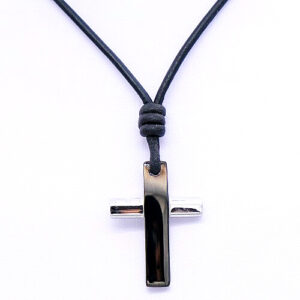 cross necklace on leather
