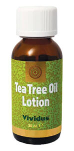 tea tree oil in a dark bottle 