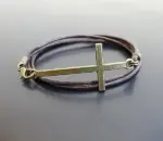 Mens cross bracelet double wrap
