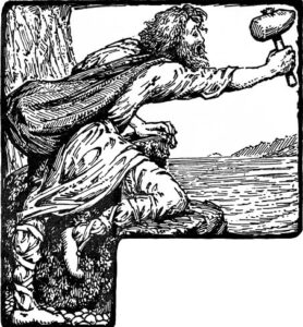 Thor threatens Greybeard (1908) by W. G. Collingwood