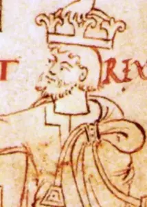 Canute, c.995-1035. Illuminated manuscript, Liber Vitae, 1031, Stowe Ms 944, folio 6, The British Library.