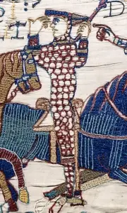 William as depicted in the Bayeux Tapestry during the Battle of Hastings