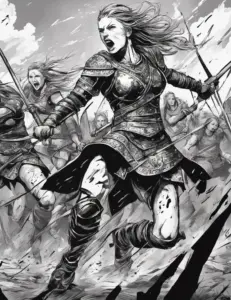 shield maidens fighting in battle 